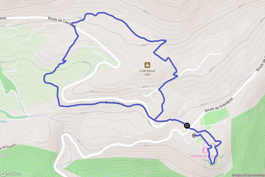 Gourdon : carte du parcours de randonnée - France