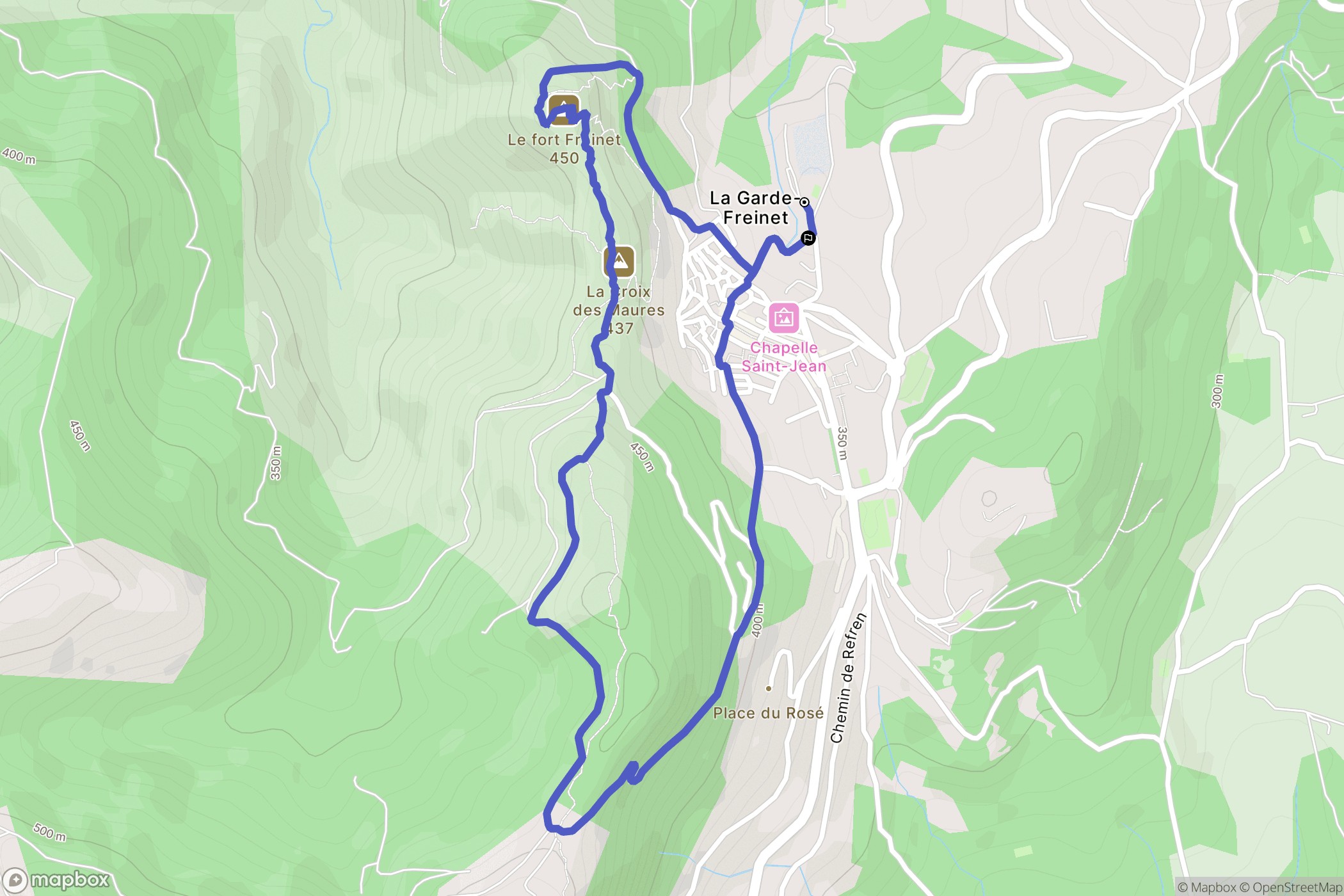La Garde-Freinet : carte du parcours de randonnée - France
