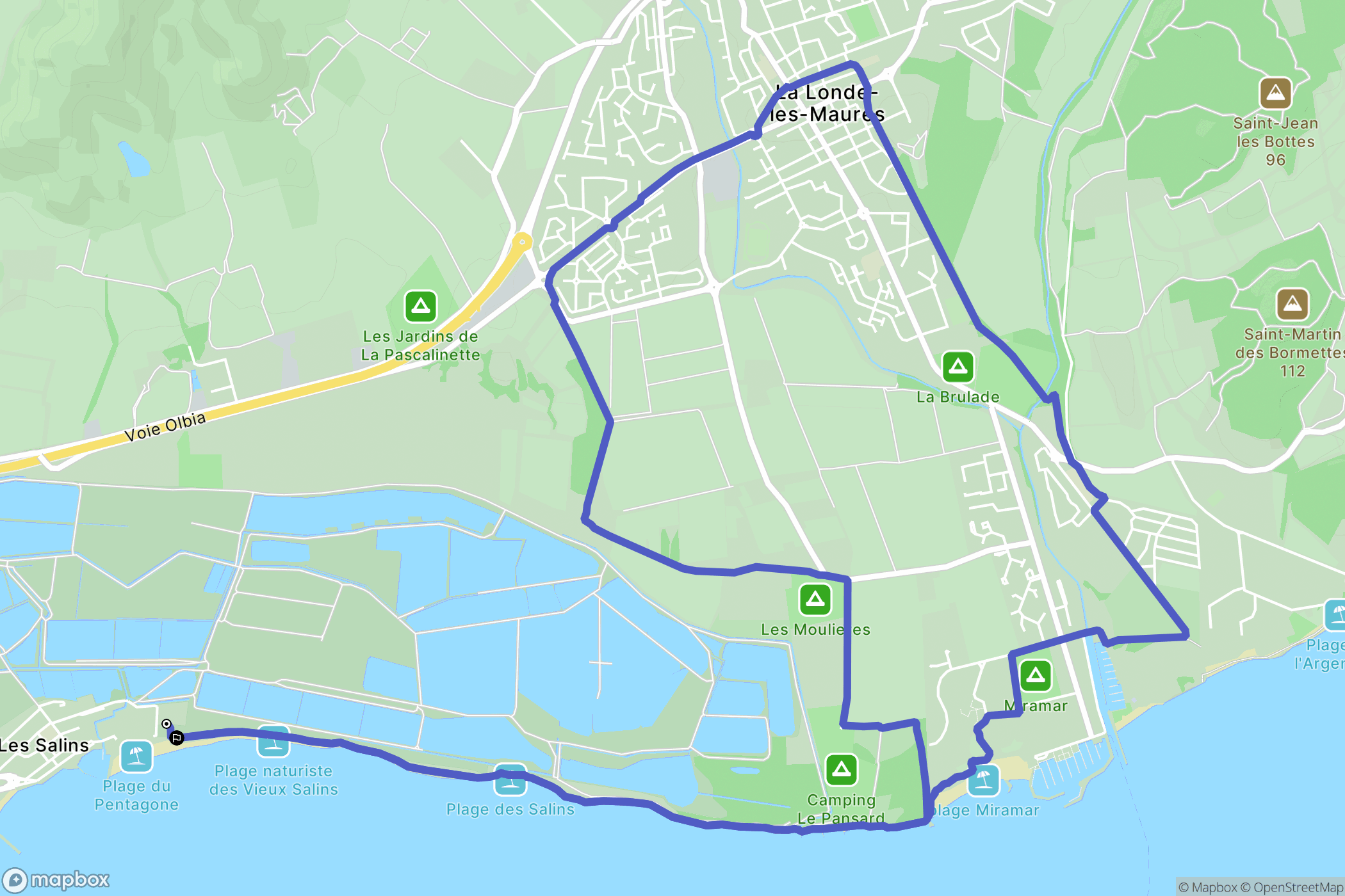 Hyères : carte du parcours de randonnée - France