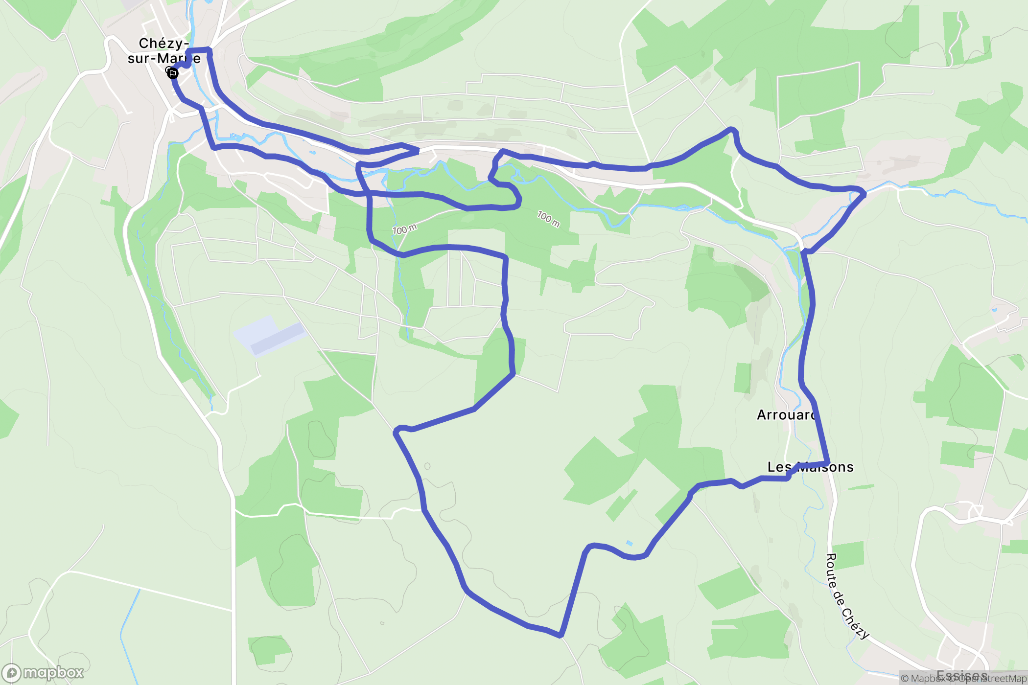 Chézy-sur-Marne : carte du parcours de randonnée - France