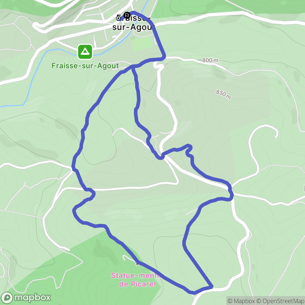 Fraisse-sur-Agout : carte du parcours de randonnée - France
