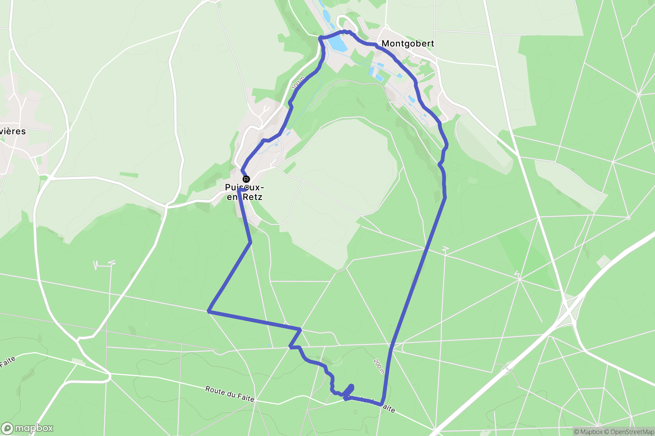 Puiseux-en-Retz : carte du parcours de randonnée - France