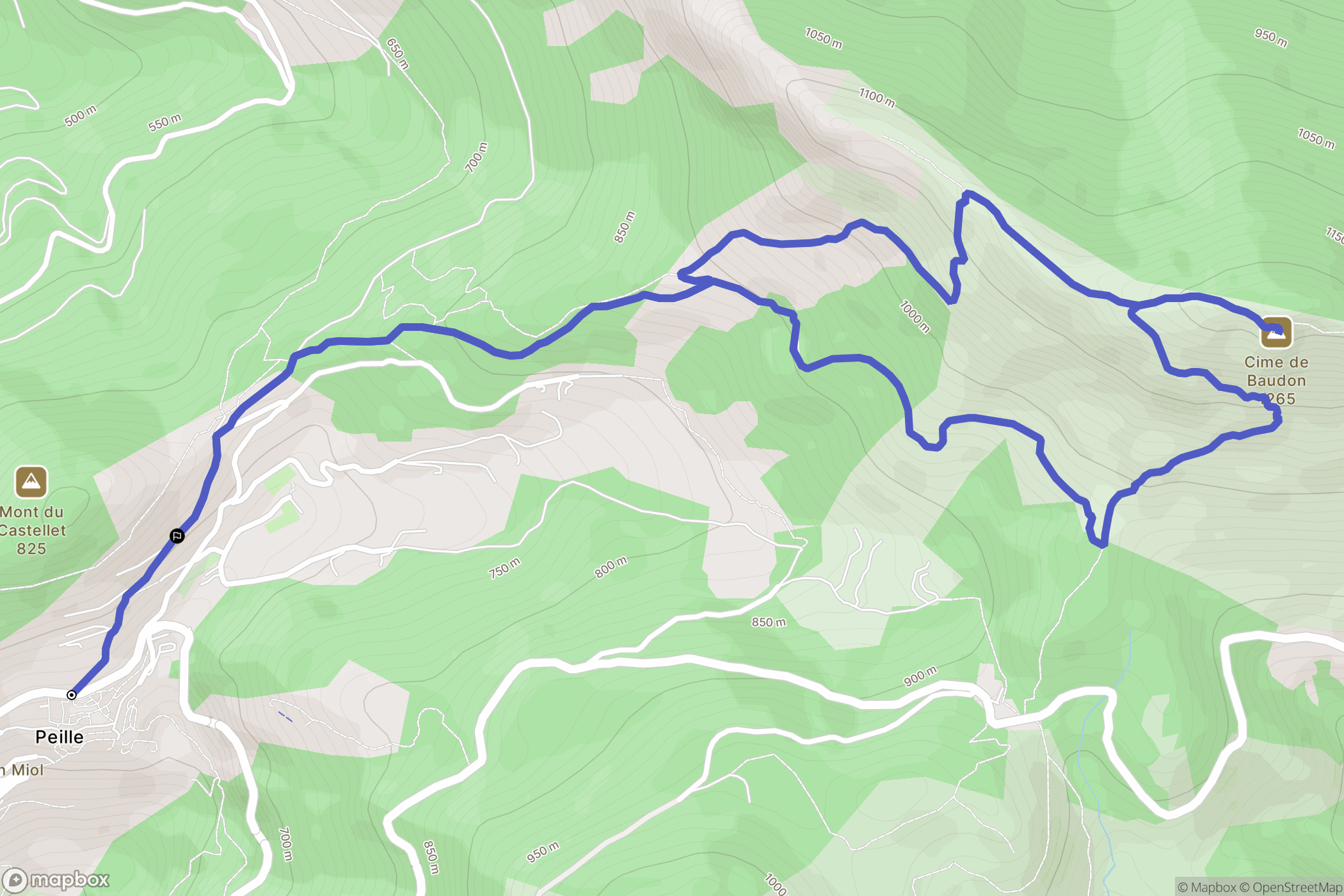 Peille : carte du parcours de randonnée - France