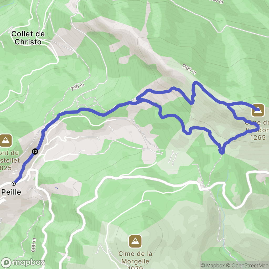 Peille : carte du parcours de randonnée - France