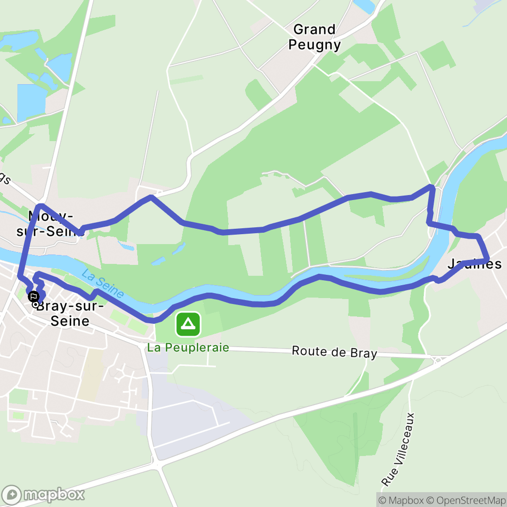 Bray-sur-Seine : carte du parcours de randonnée - France