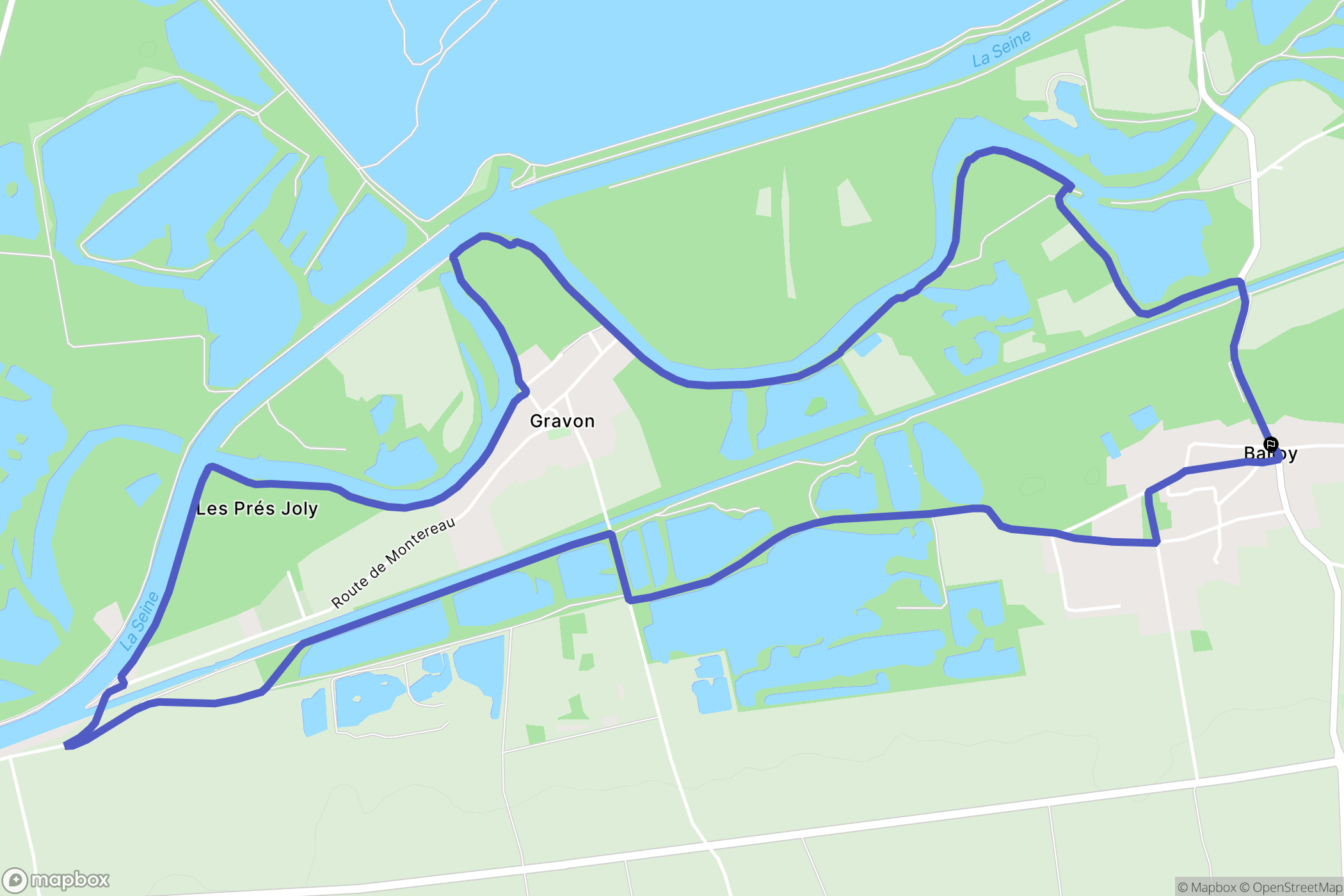 Balloy : carte du parcours de randonnée - France