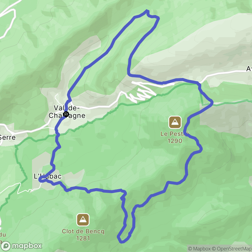 Val-de-Chalvagne : carte du parcours de randonnée - France