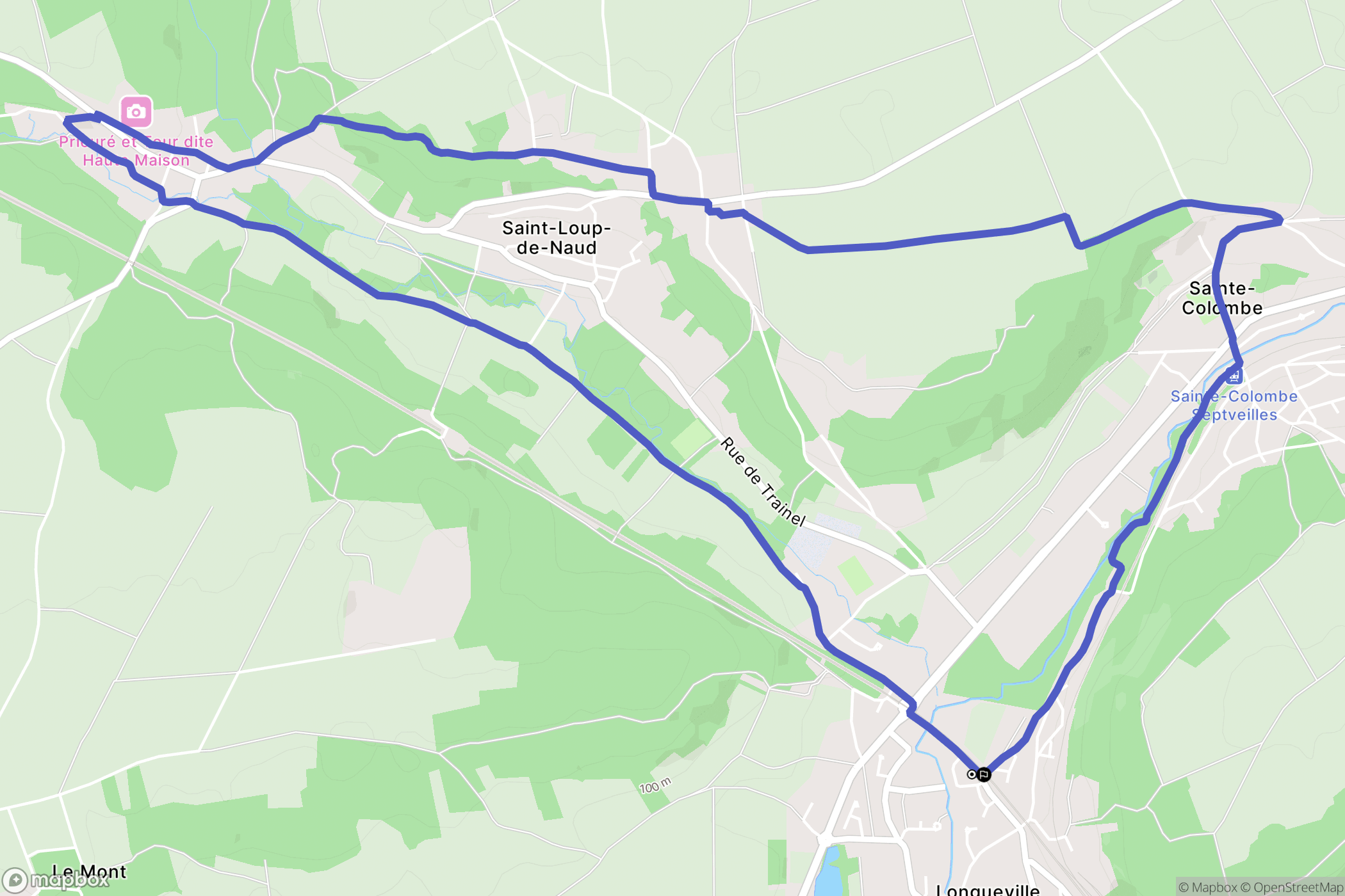 Longueville : carte du parcours de randonnée - France