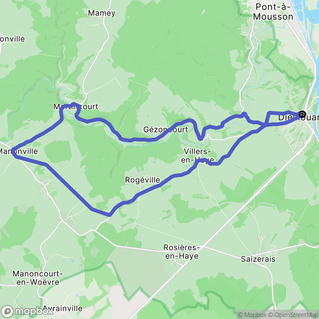 Dieulouard : carte du parcours de randonnée - France