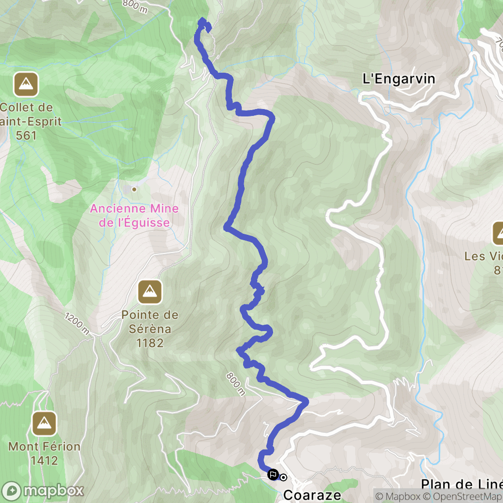 Coaraze : carte du parcours de randonnée - France