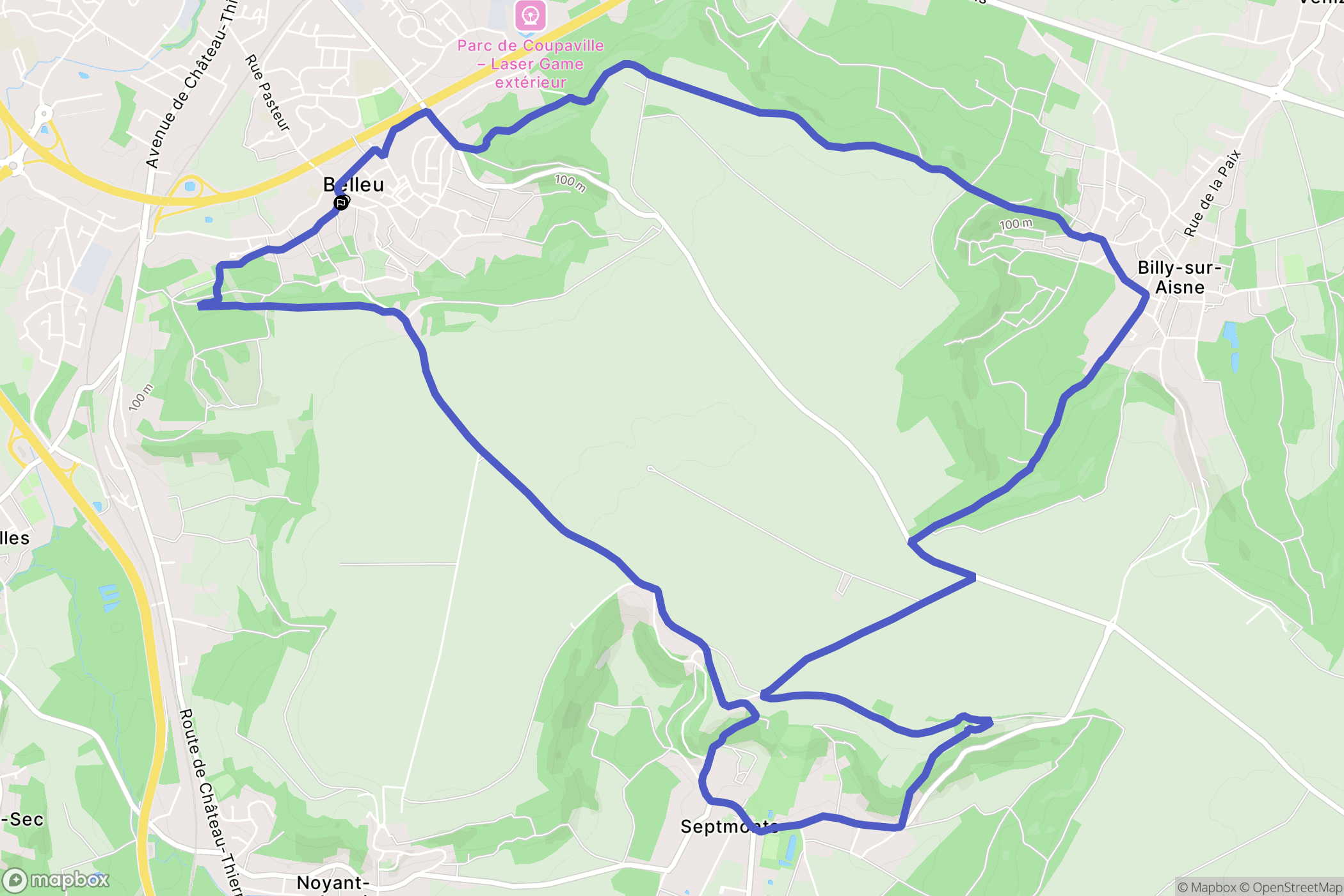 Belleu : carte du parcours de randonnée - France