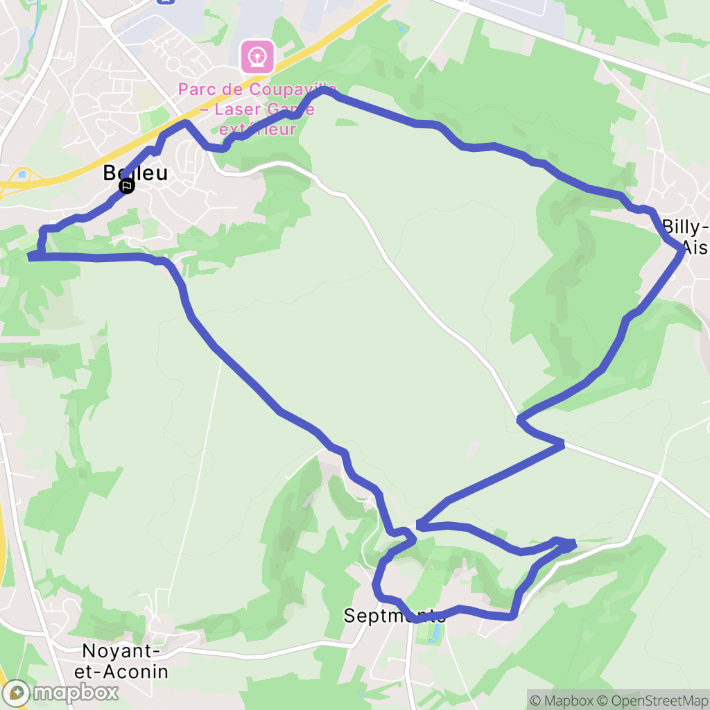 Belleu : carte du parcours de randonnée - France