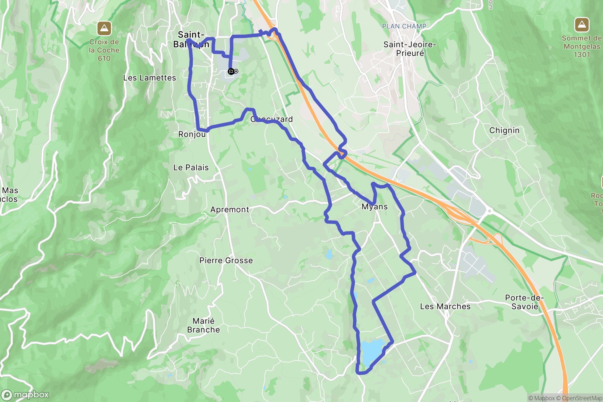 Saint-Baldoph : carte du parcours de randonnée - France