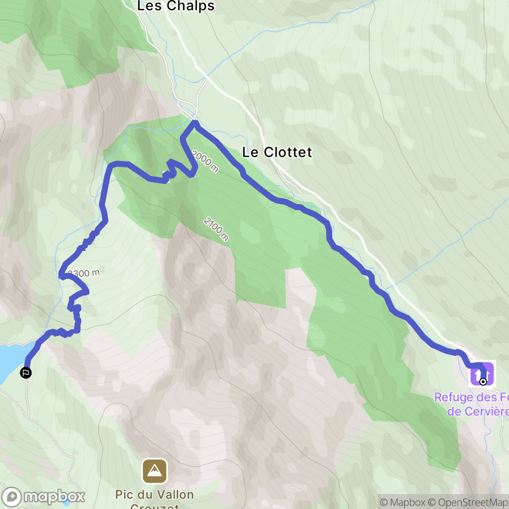 Les Fonts : carte du parcours de randonnée - France
