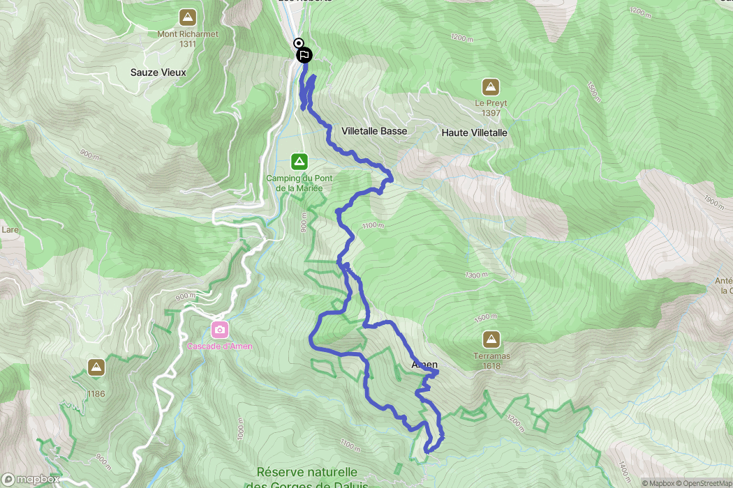 Guillaumes : carte du parcours de randonnée - France