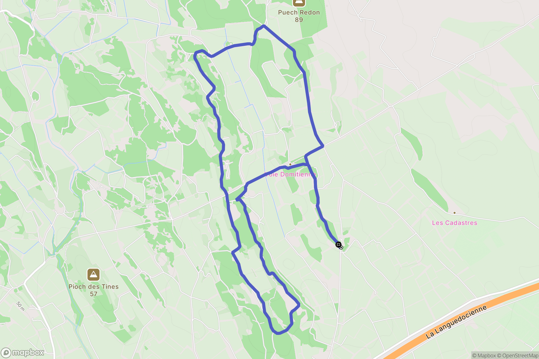 Pinet : carte du parcours de randonnée - France