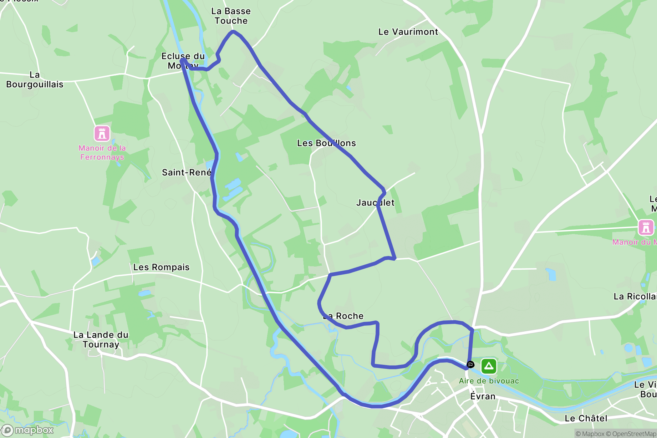 Evran : carte du parcours de randonnée - France