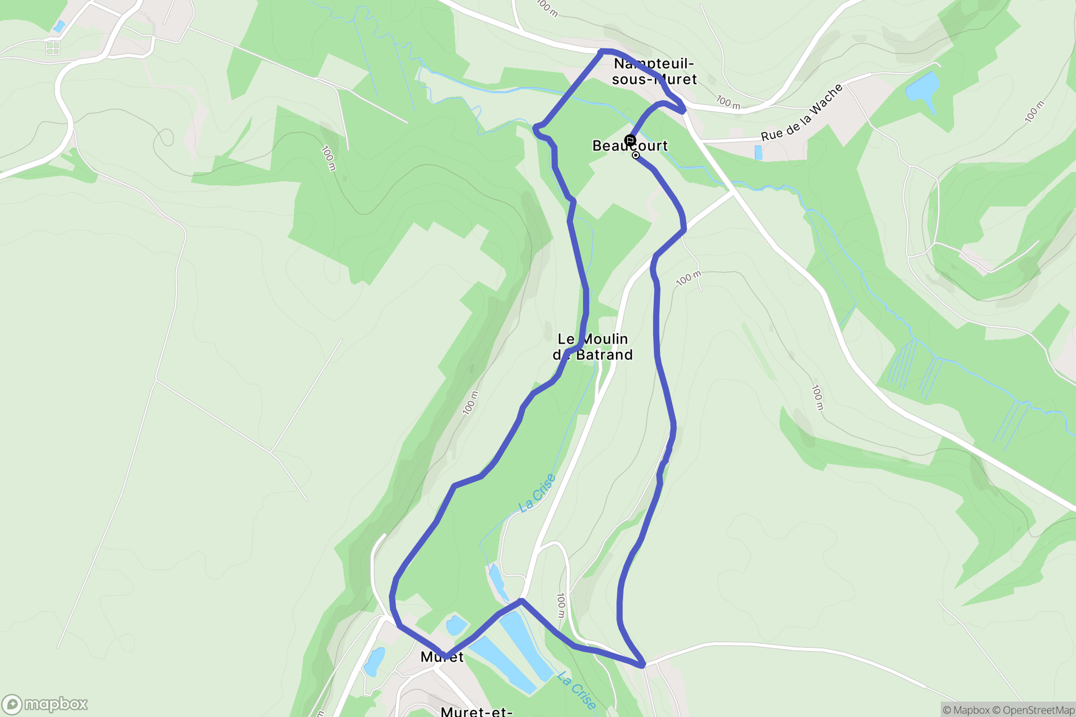 Nampteuil-sous-Muret : carte du parcours de randonnée - France