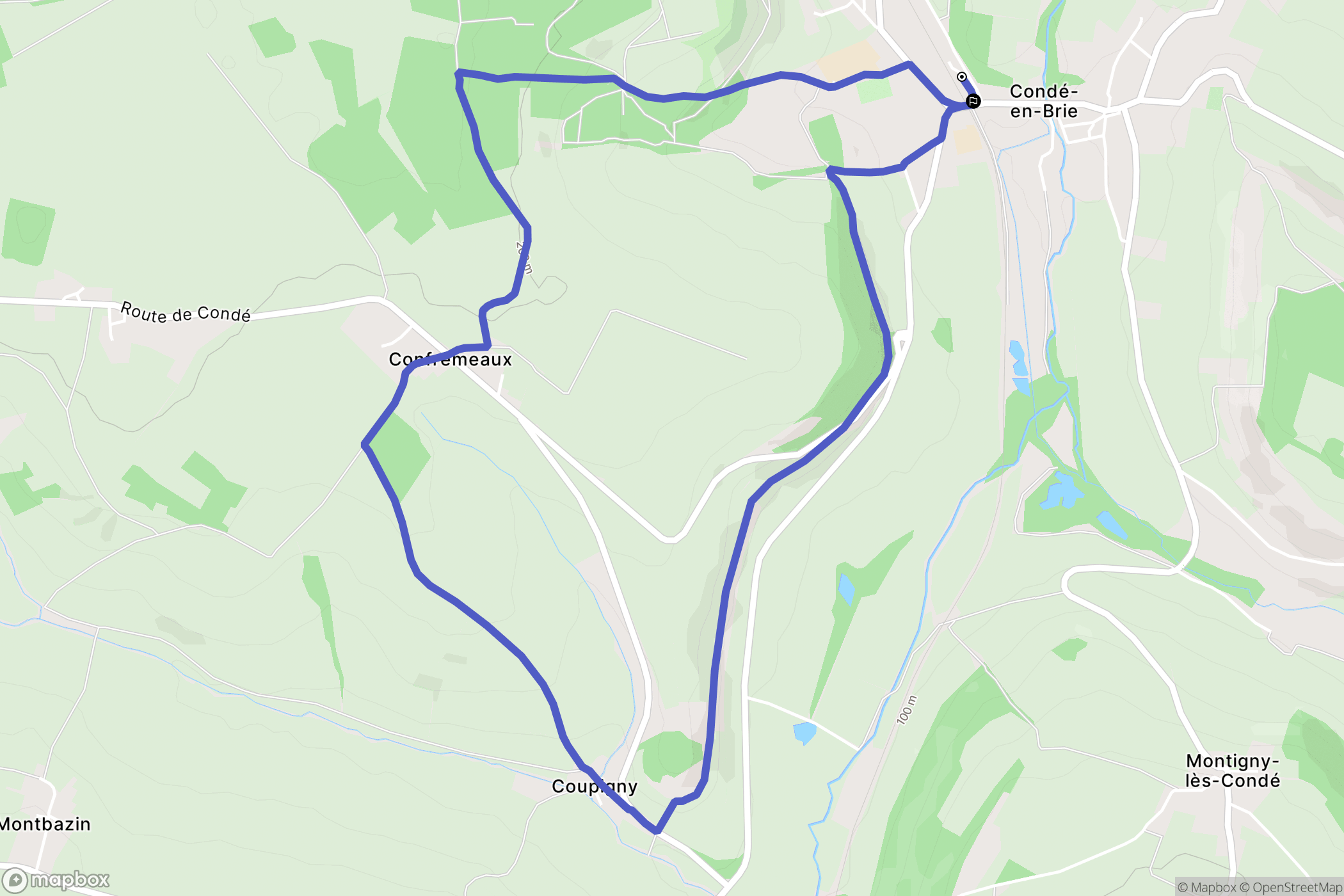 Condé-en-Brie : carte du parcours de randonnée - France