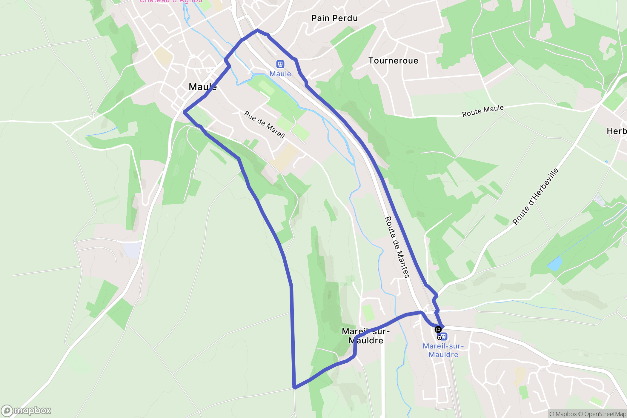 Mareil-sur-Mauldre : carte du parcours de randonnée - France