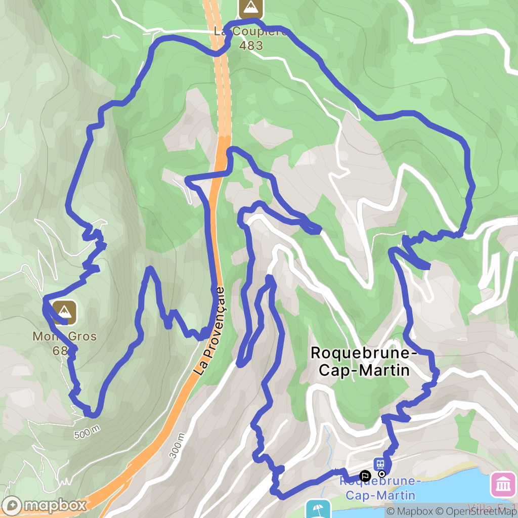 Roquebrune-Cap-Martin : carte du parcours de randonnée - France