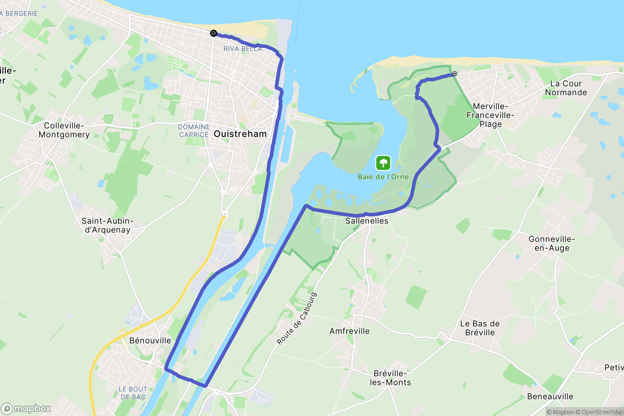 Merville-Franceville-Plage : carte du parcours de randonnée - France