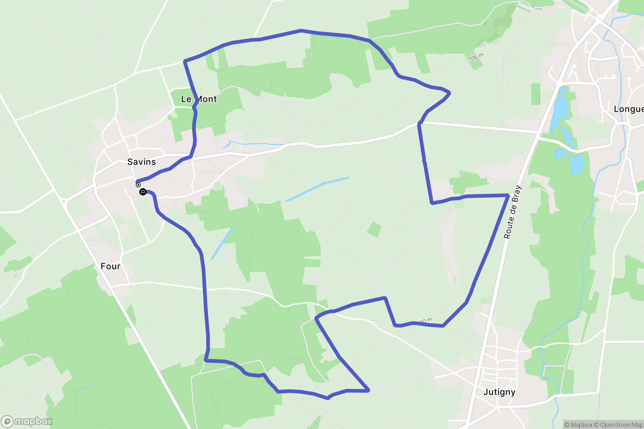 Savins : carte du parcours de randonnée - France