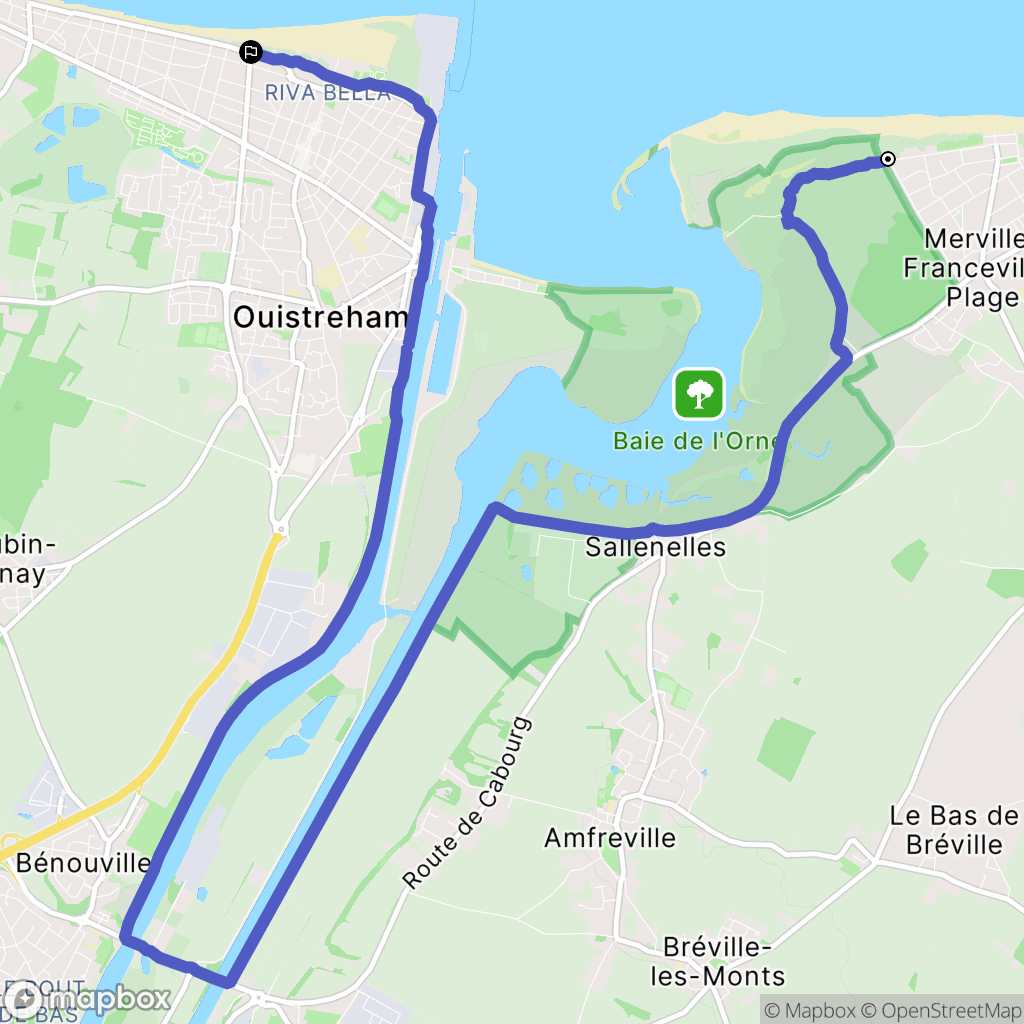 Merville-Franceville-Plage : carte du parcours de randonnée - France