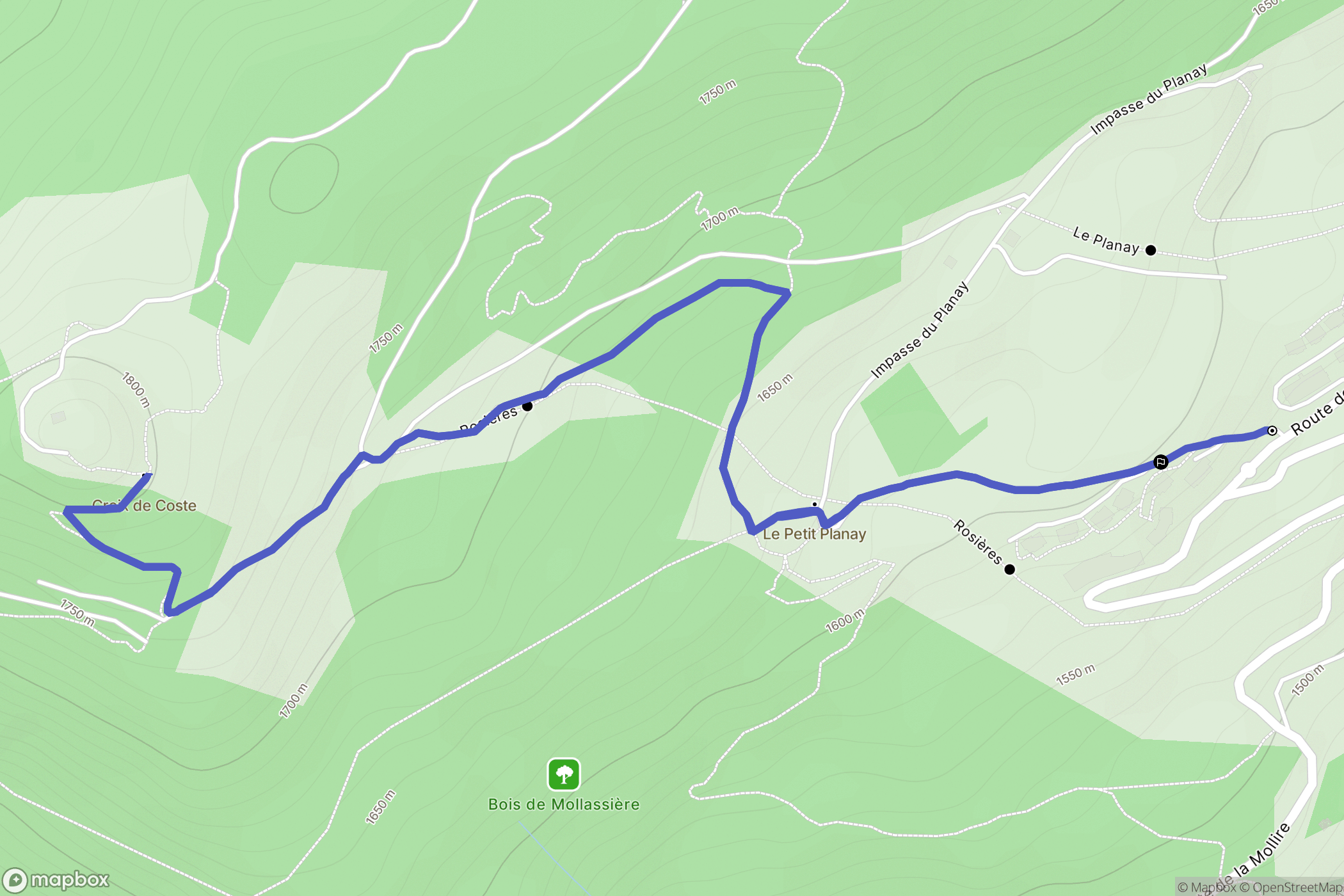 Villard-sur-Doron : carte du parcours de randonnée - France