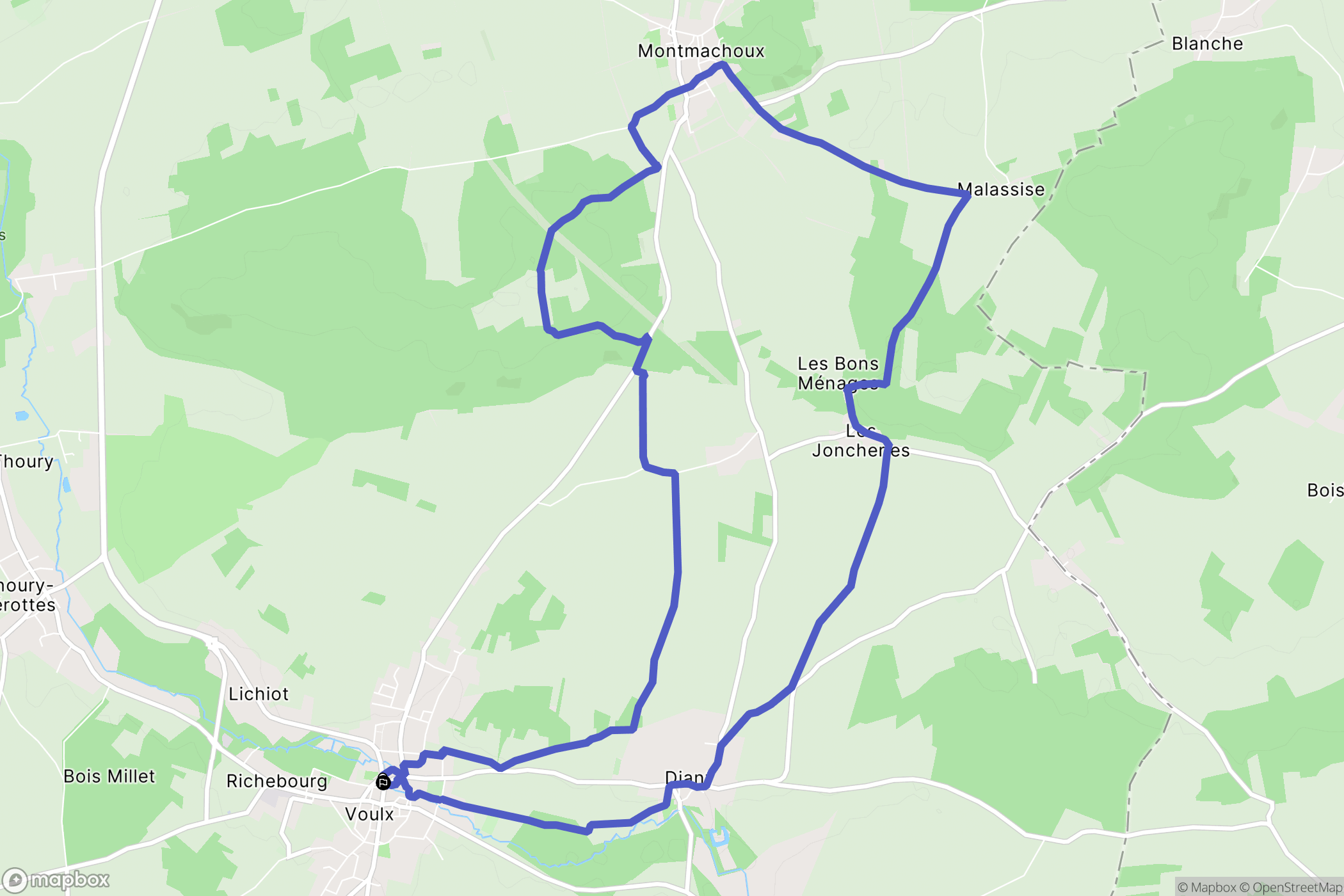 Voulx : carte du parcours de randonnée - France