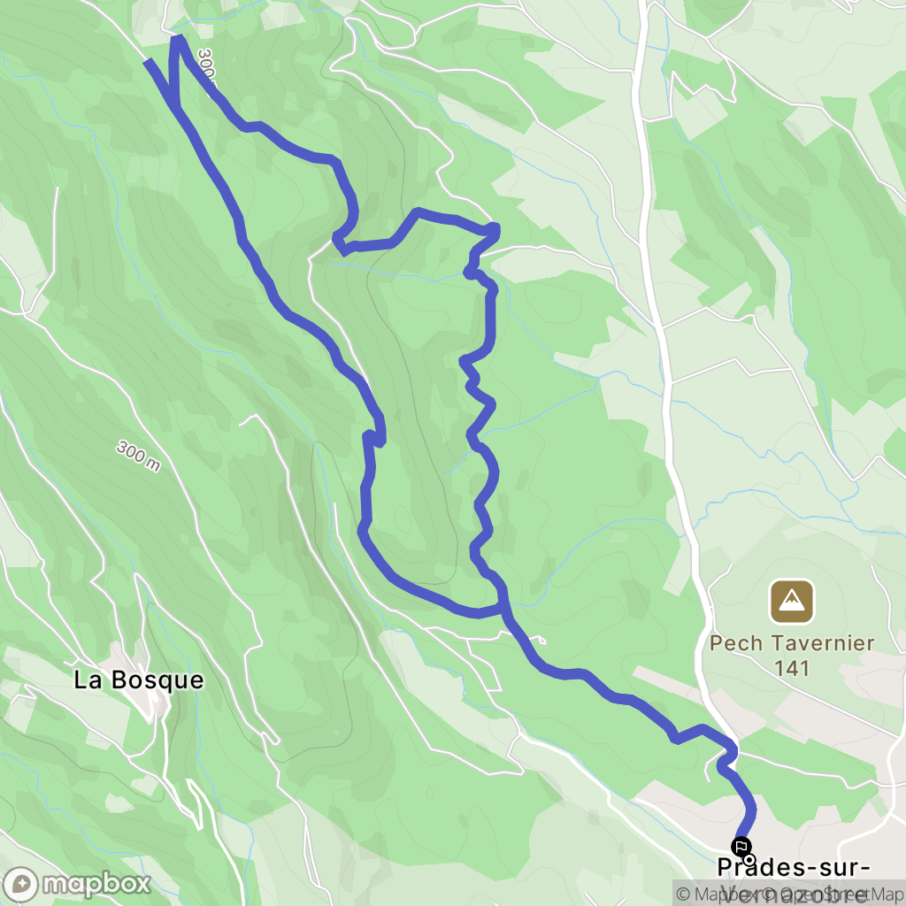 Prades-sur-Vernazobre : carte du parcours de randonnée - France