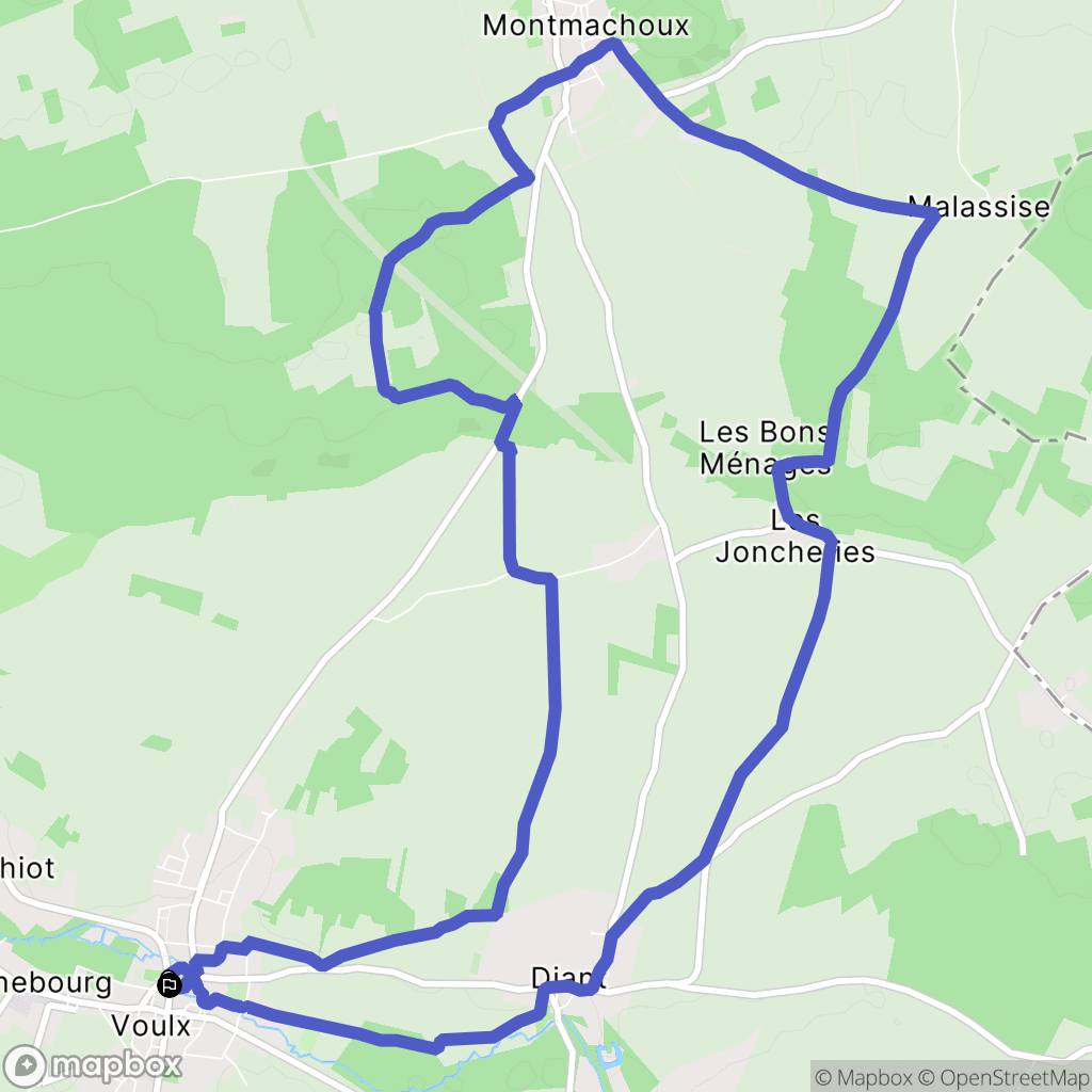 Voulx : carte du parcours de randonnée - France