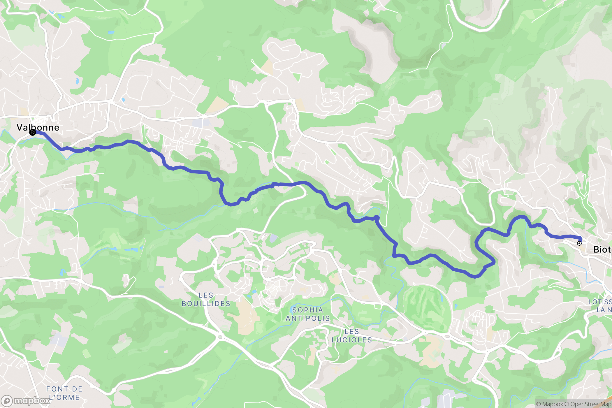 Biot : carte du parcours de randonnée - France