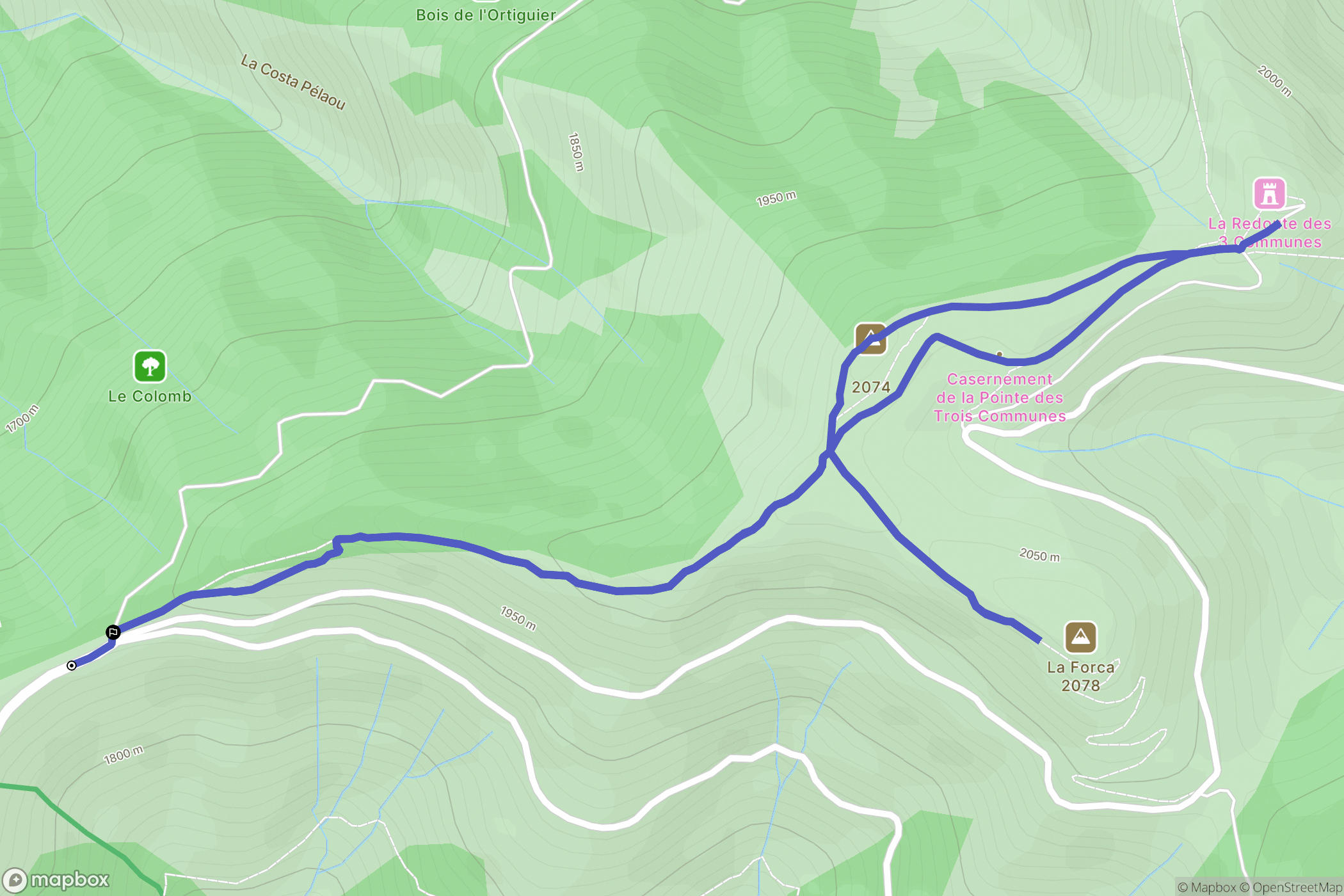 La Bollène-Vésubie : carte du parcours de randonnée - France