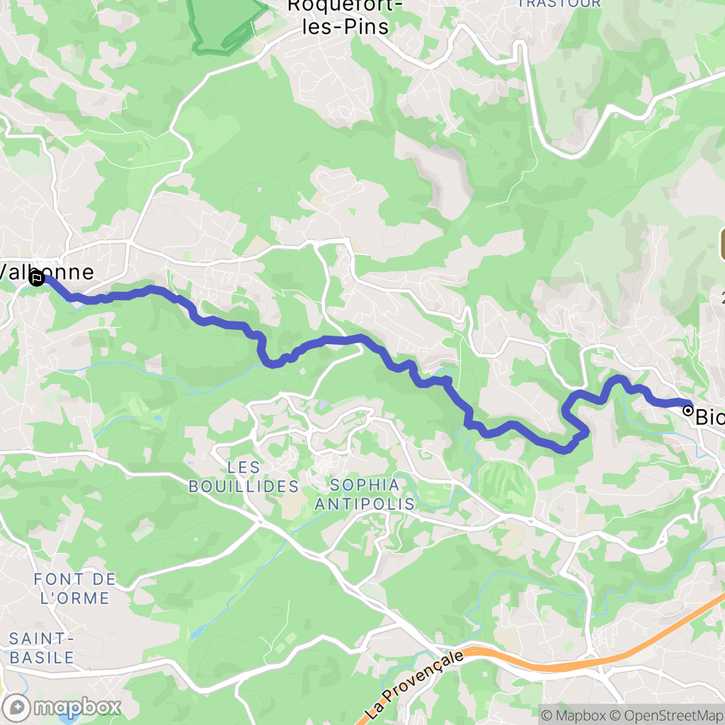 Biot : carte du parcours de randonnée - France