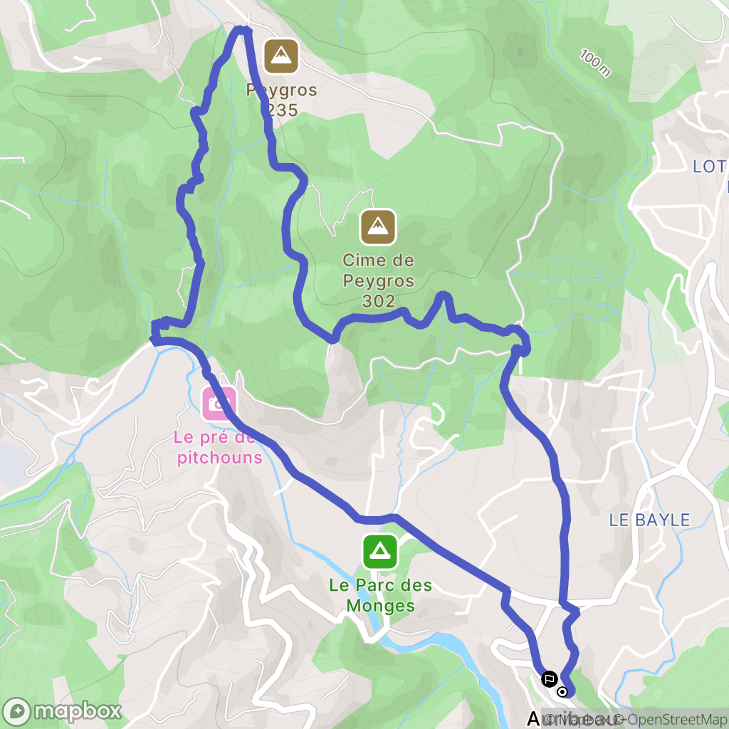 Auribeau-sur-Siagne : carte du parcours de randonnée - France