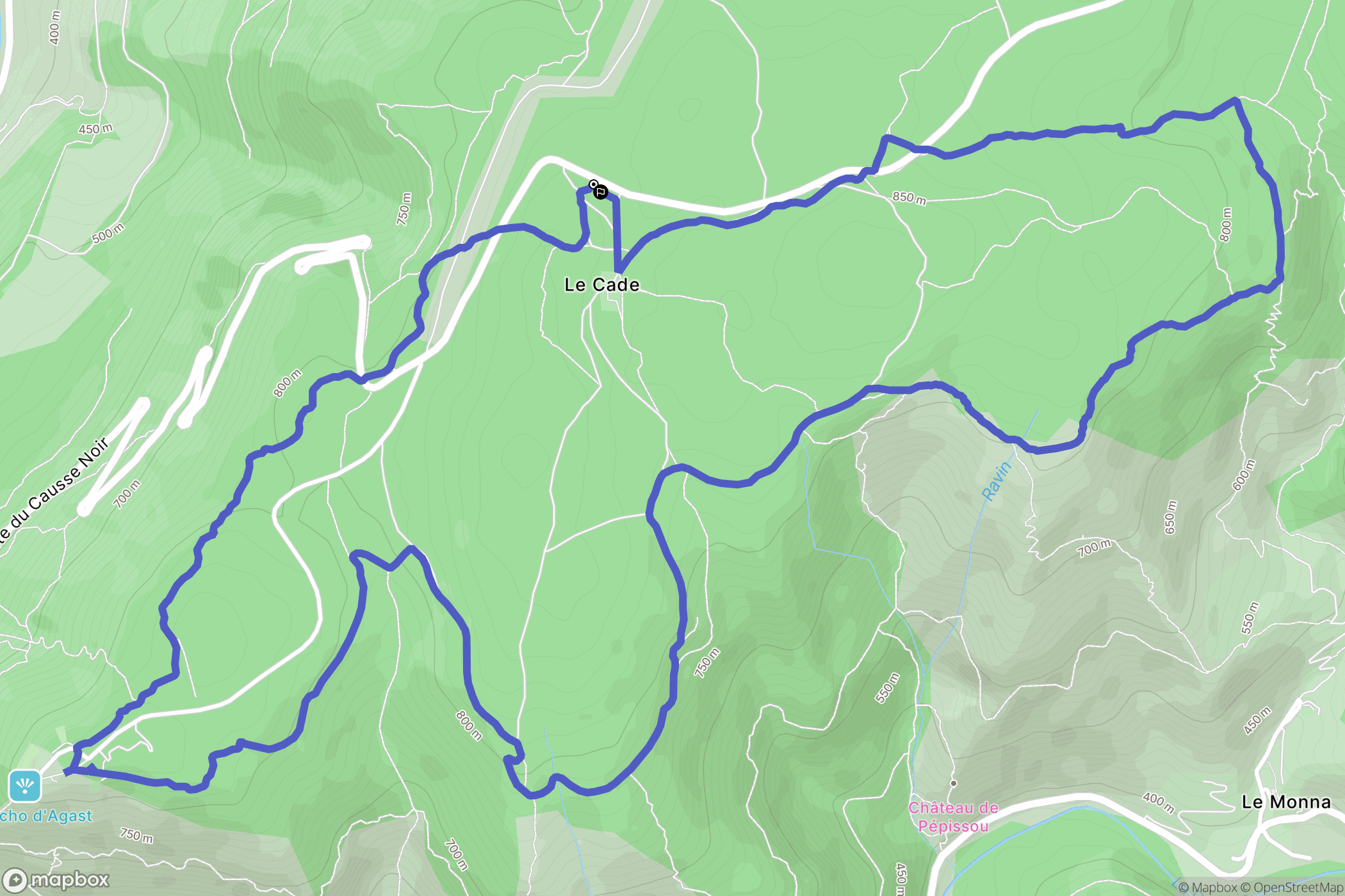 Millau : carte du parcours de randonnée - France