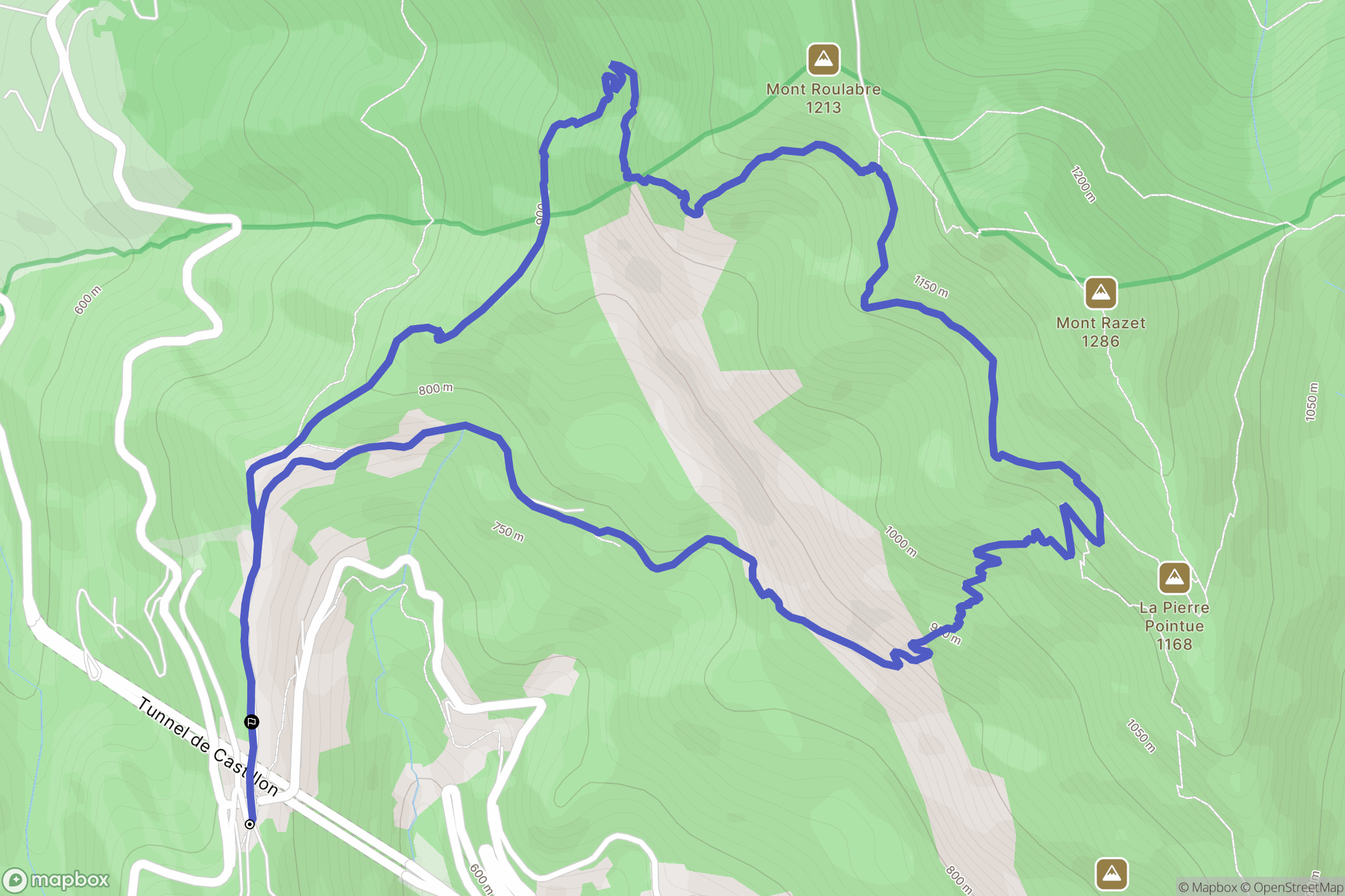 Castillon : carte du parcours de randonnée - France