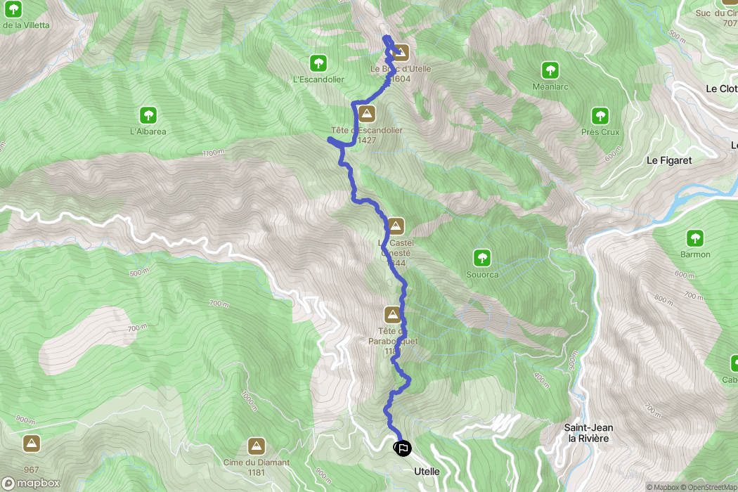 Utelle : carte du parcours de randonnée - France