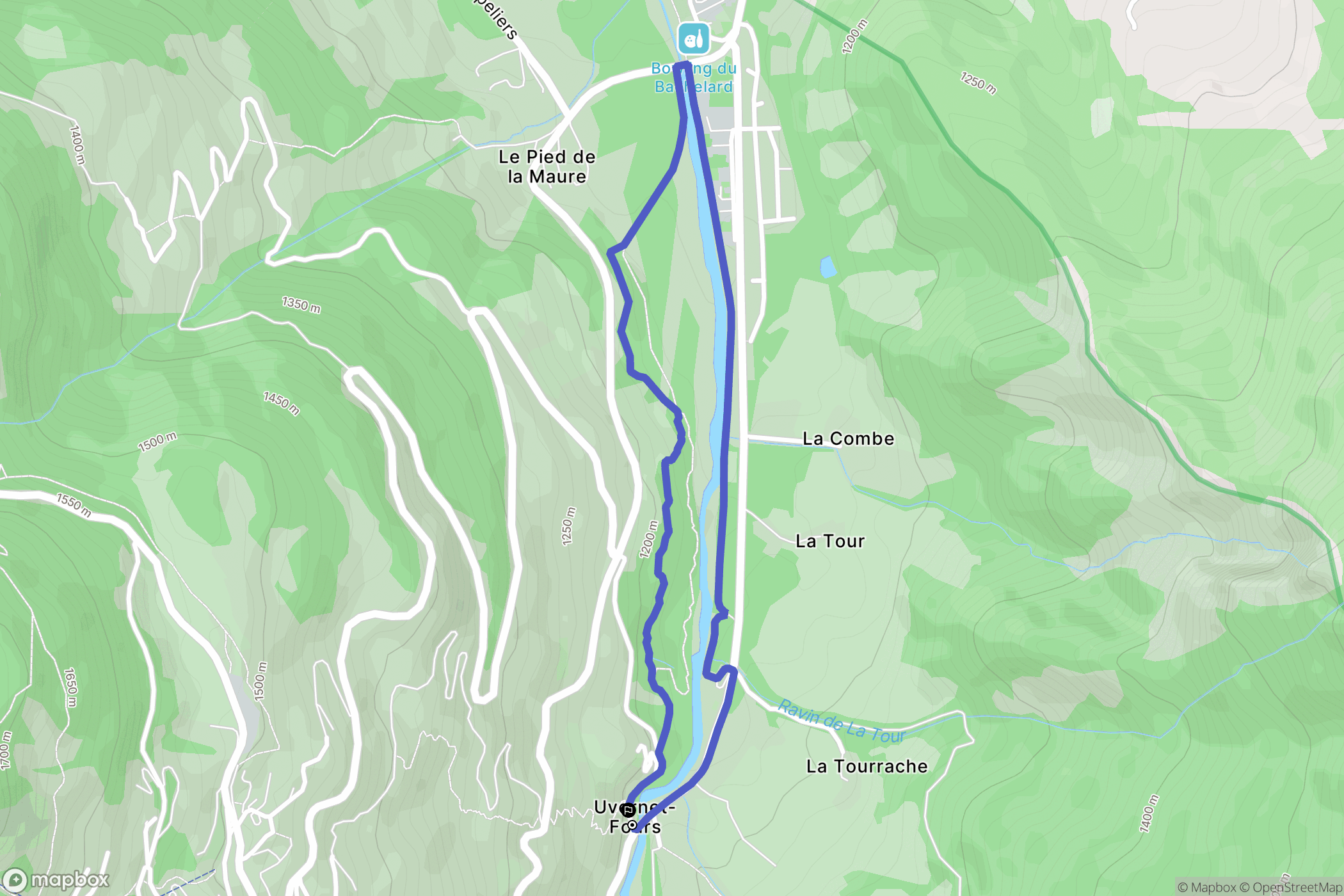 Uvernet-Fours : carte du parcours de randonnée - France