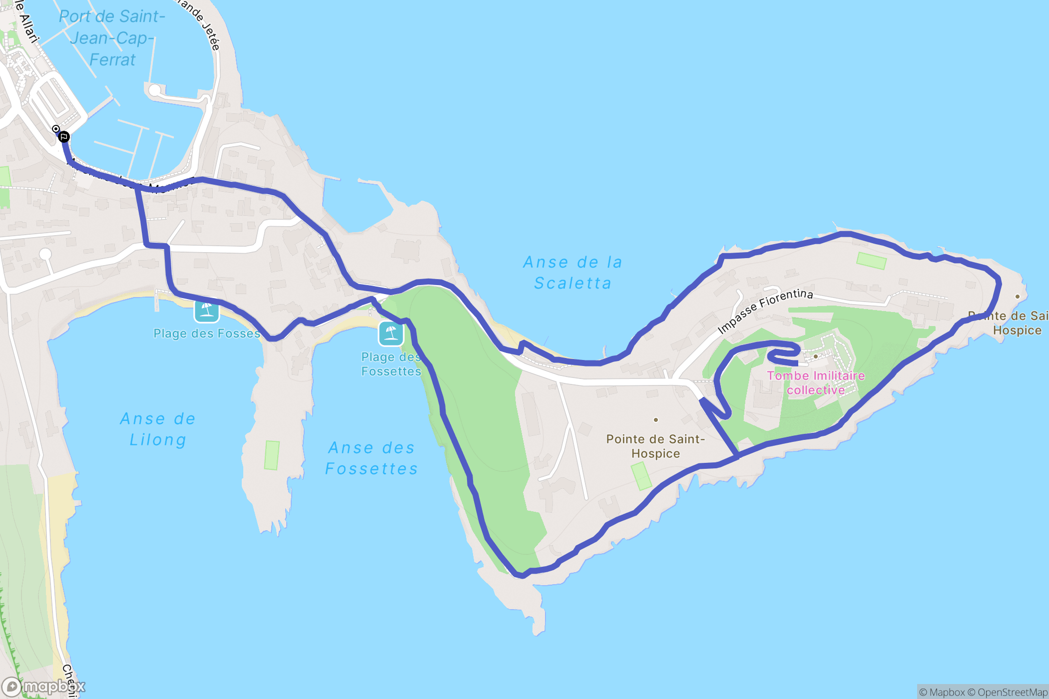 Saint-Jean-Cap-Ferrat. : carte du parcours de randonnée - France