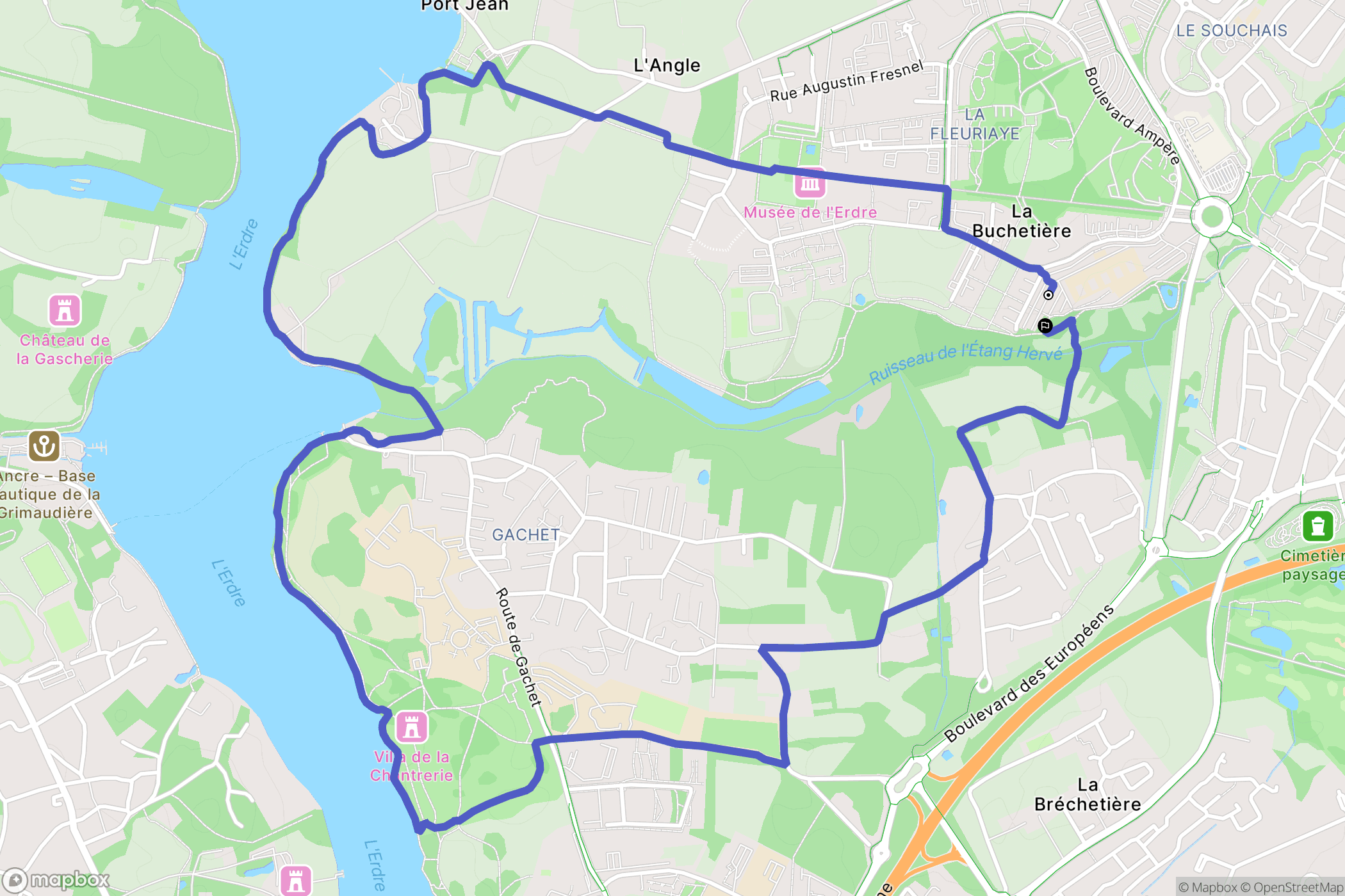 Carquefou : carte du parcours de randonnée - France
