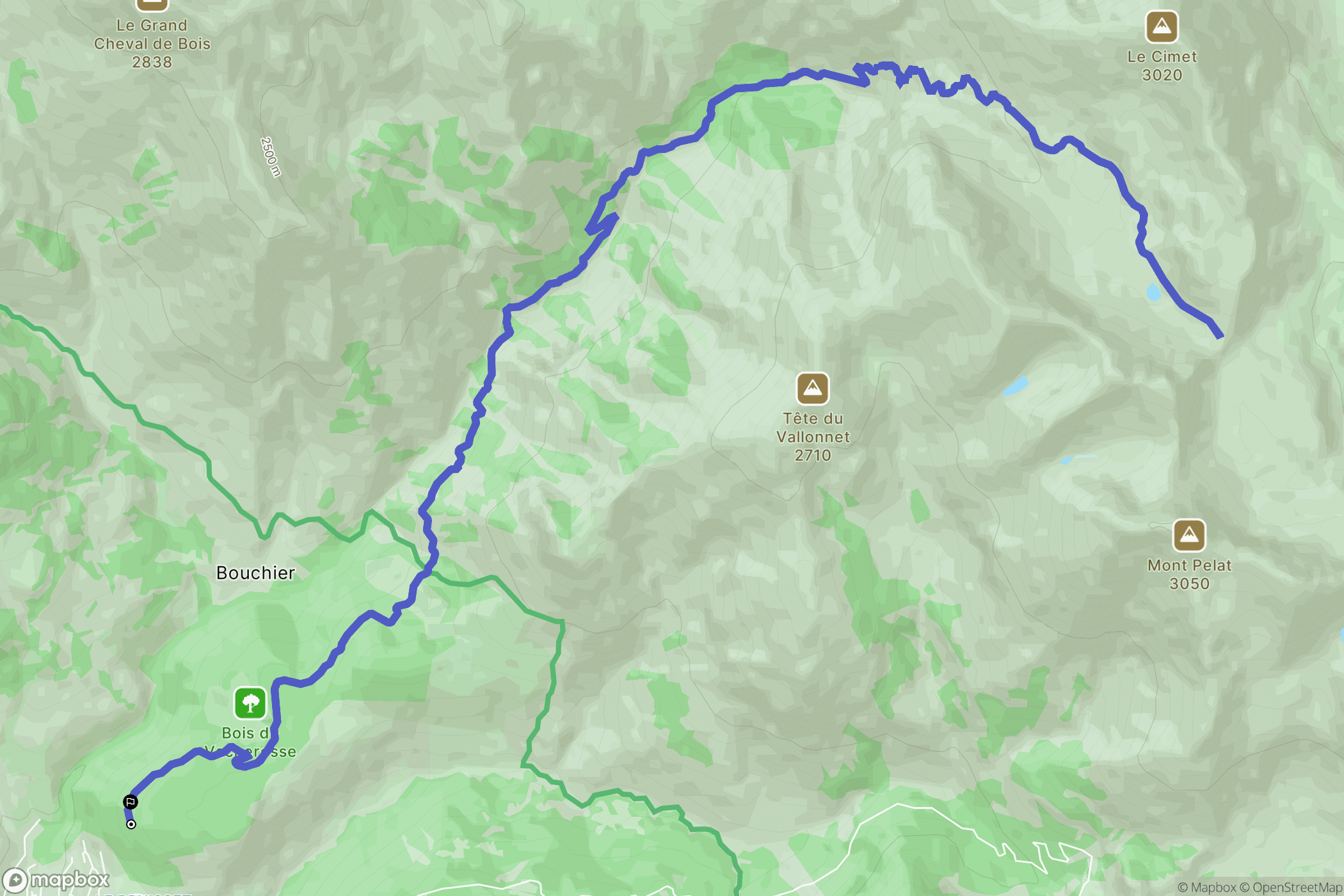 Allos : carte du parcours de randonnée - France