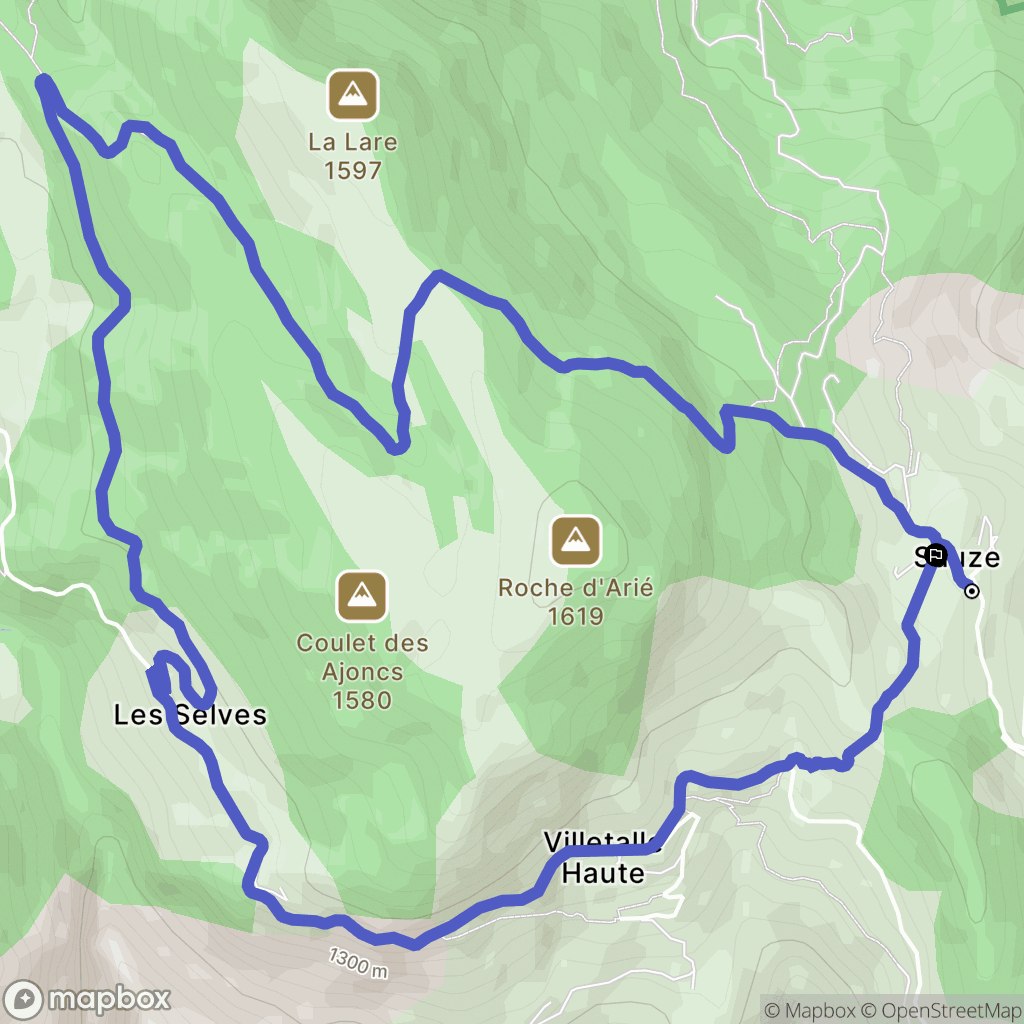 Sauze : carte du parcours de randonnée - France