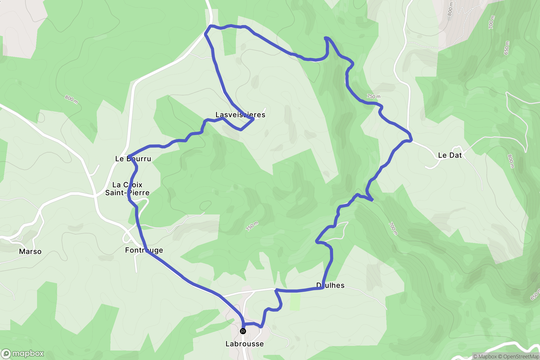 Labrousse : carte du parcours de randonnée - France