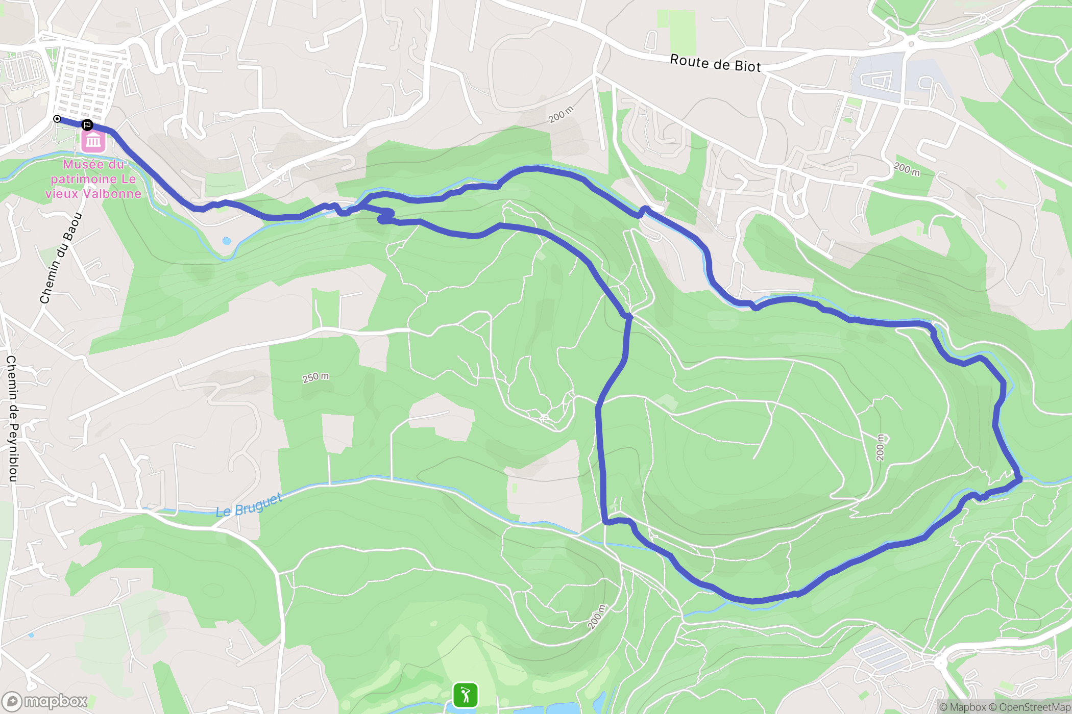 Valbonne : carte du parcours de randonnée - France