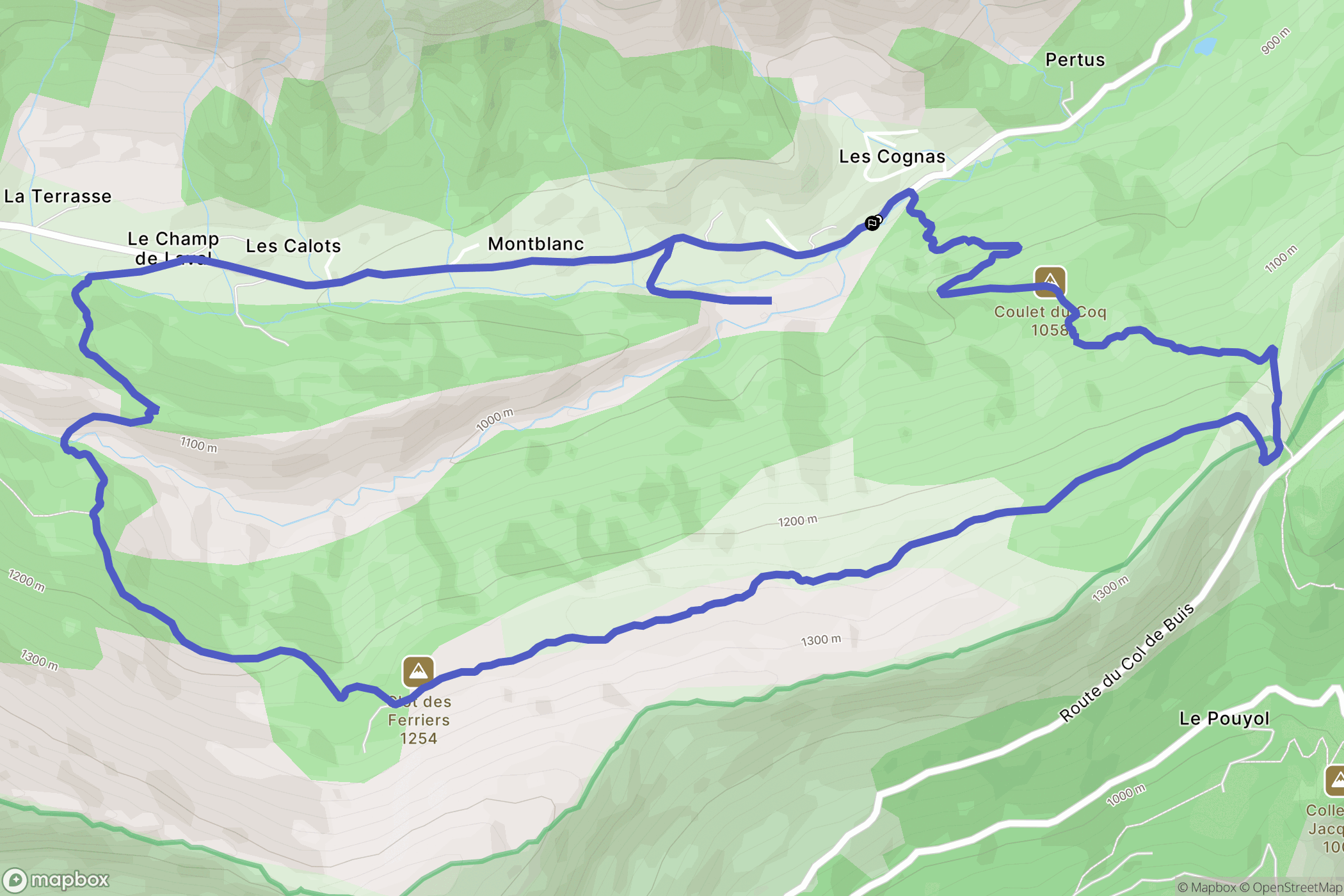 Val-de-Chalvagne : carte du parcours de randonnée - France