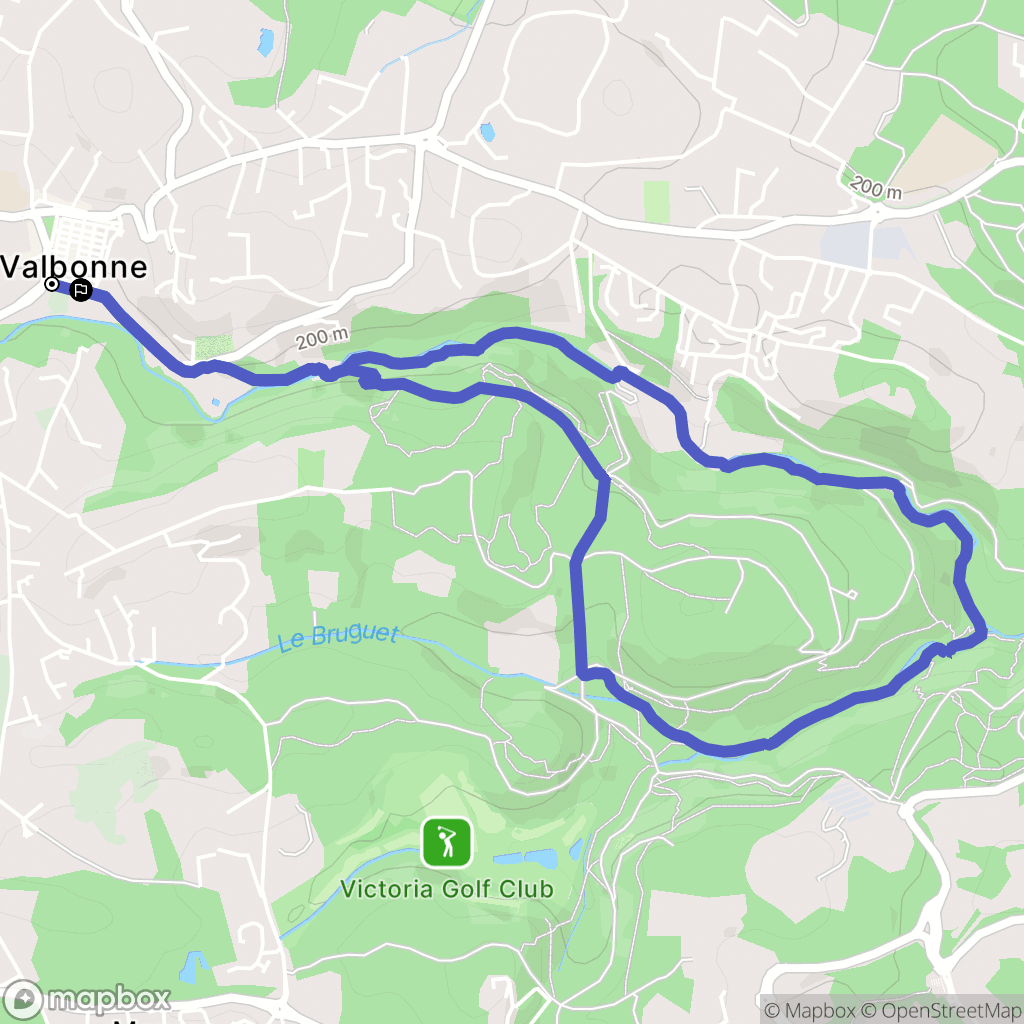 Valbonne : carte du parcours de randonnée - France