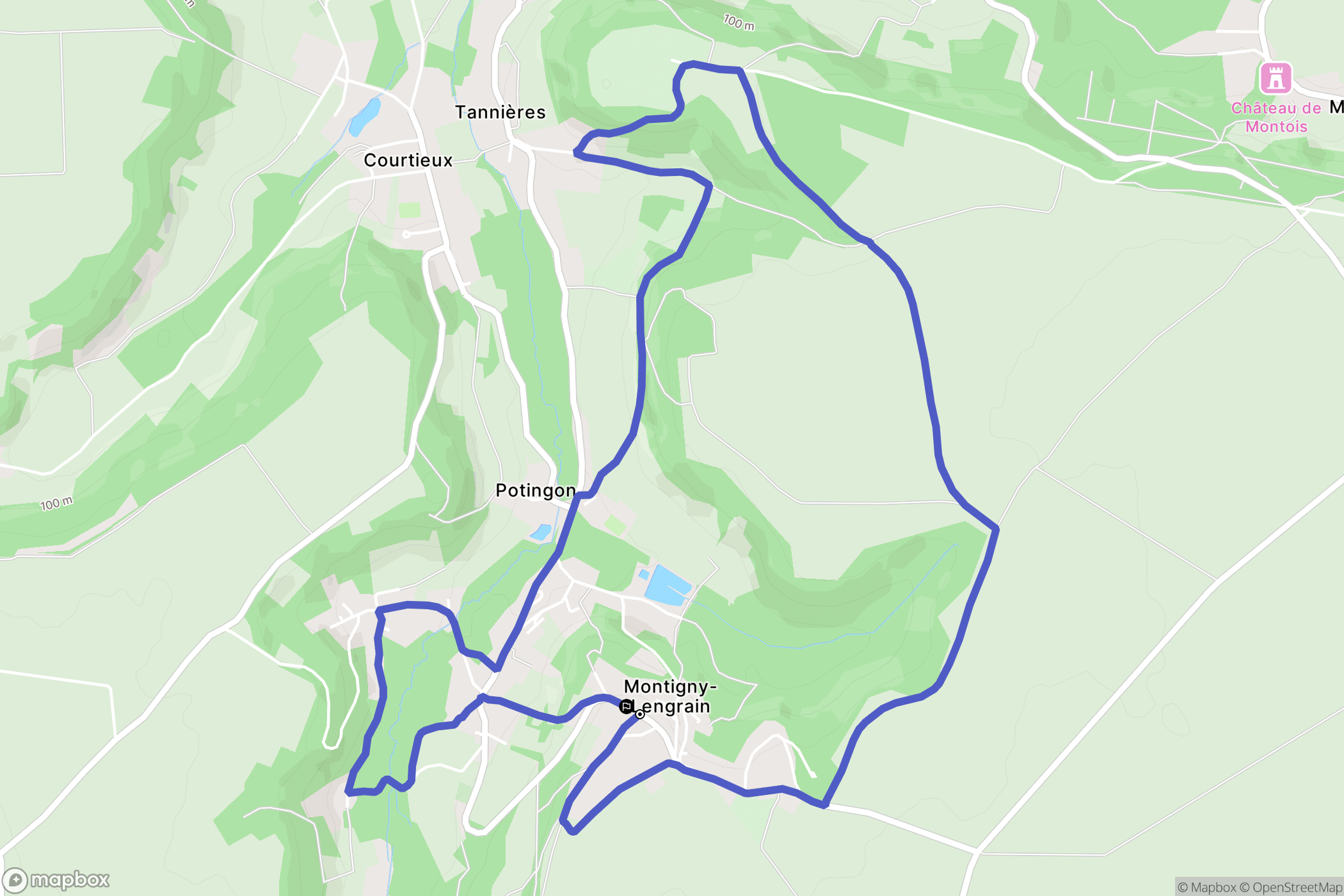 Montigny-Lengrain : carte du parcours de randonnée - France