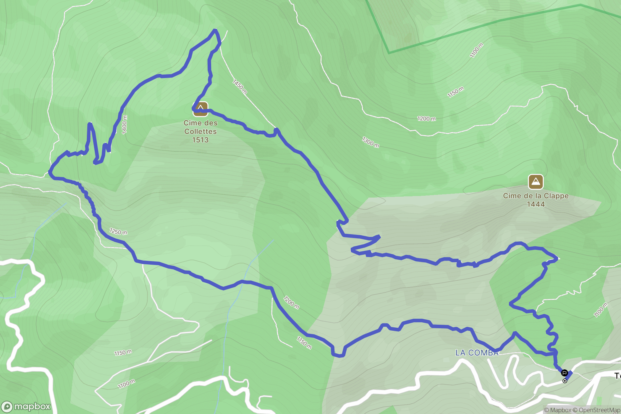 Toudon : carte du parcours de randonnée - France